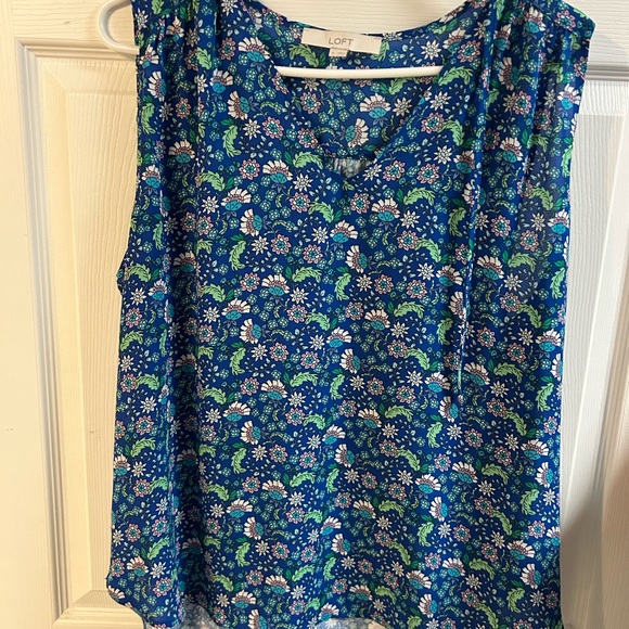 LOFT Tops - LOFT Vibrant Blue Floral Blouse